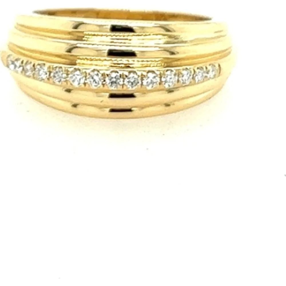 18K Yellow Gold Band Ring with Round Diamonds by Afarin