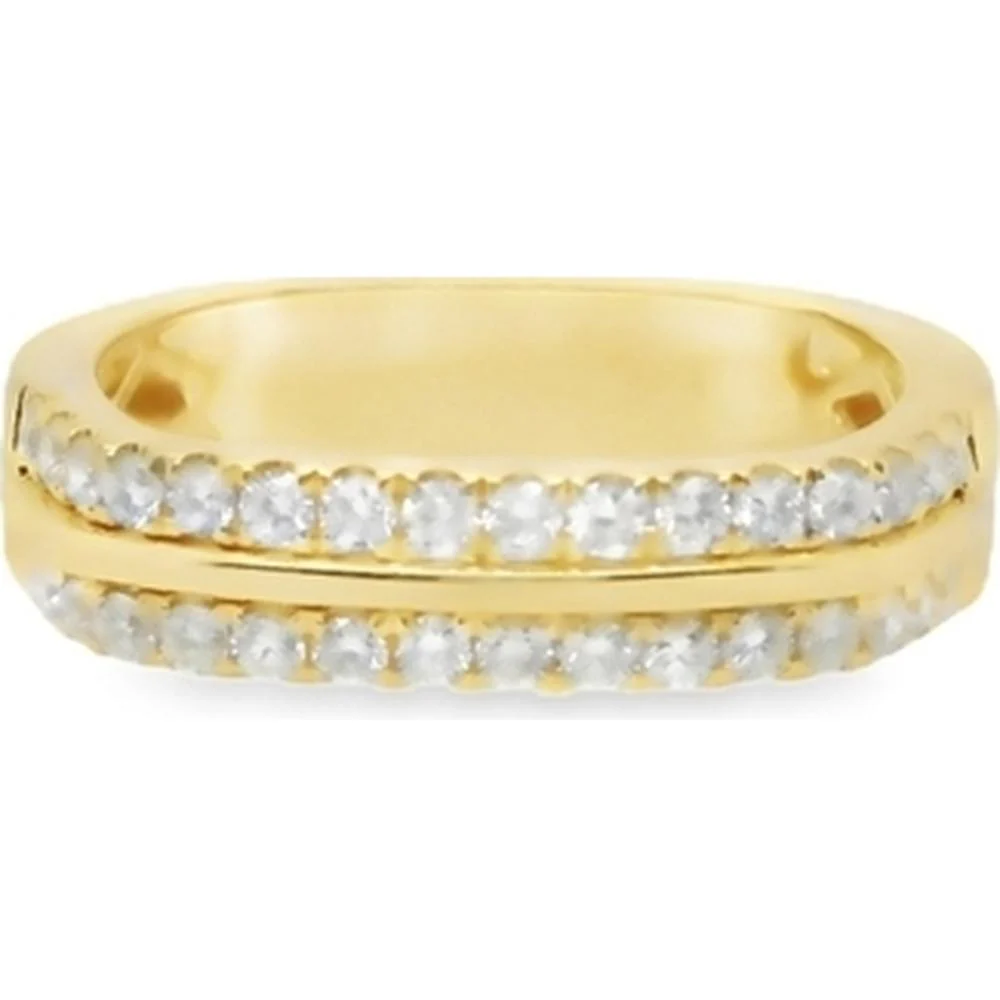 18K Yellow Gold Band Ring with Round Diamonds by Afarin