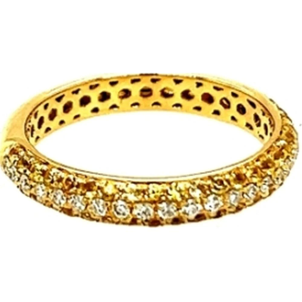18K Yellow Gold Band Ring with Yellow Sapphires and Diamonds by Afarin