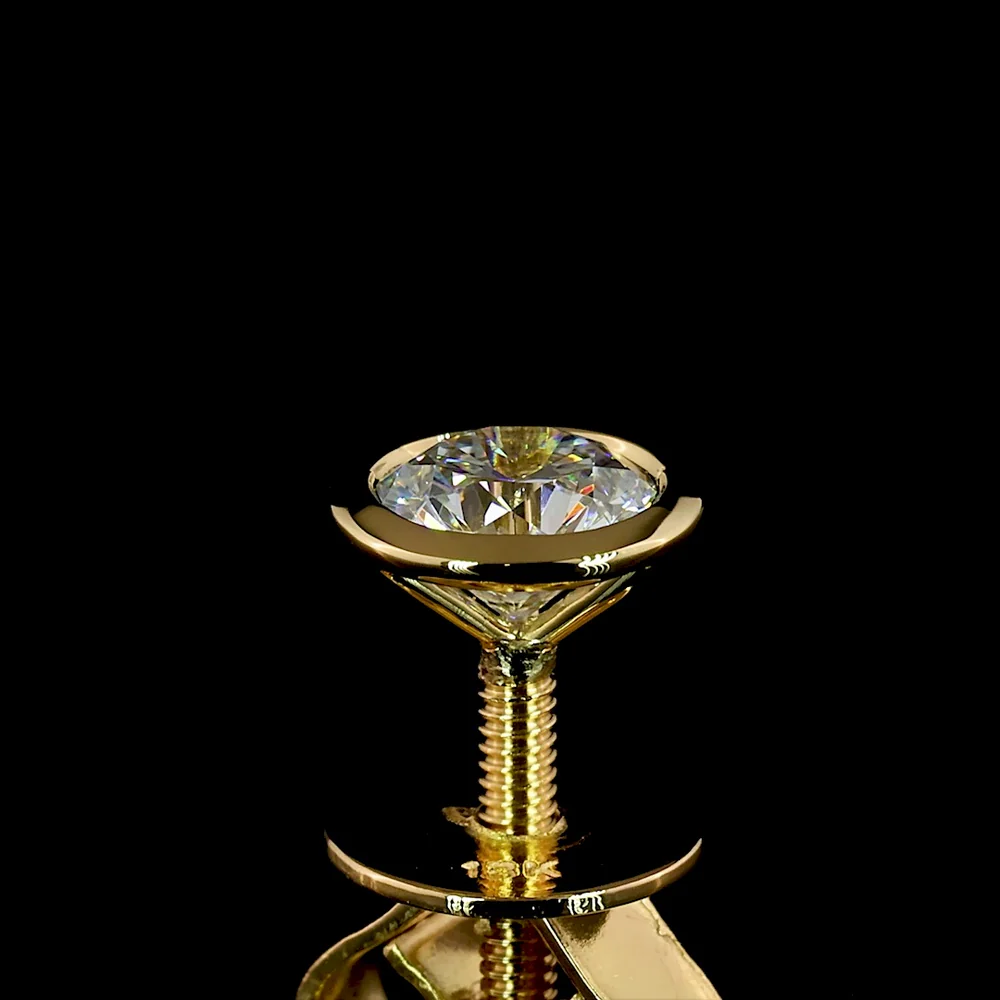 18K Yellow Gold Bezel Set Round Lab Diamond Stud Earrings - 0.58 Carats Total Diamond Weight, E-F Color, VS Clarity - Covaloro Fine Jewelry - Image 4