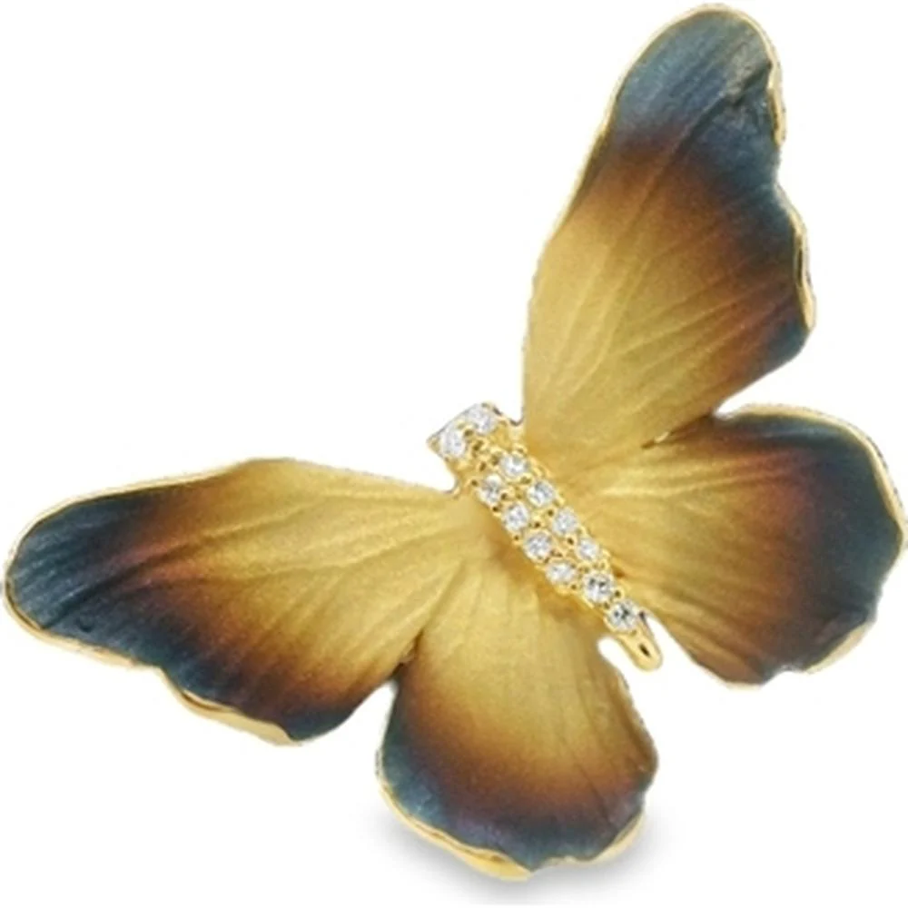18K Yellow Gold Butterfly Motif Ring with Round Diamonds by Afarin