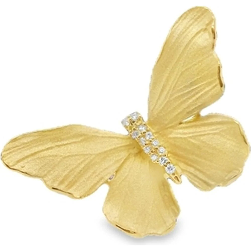 18K Yellow Gold Butterfly Ring with Diamond Accents by Afarin