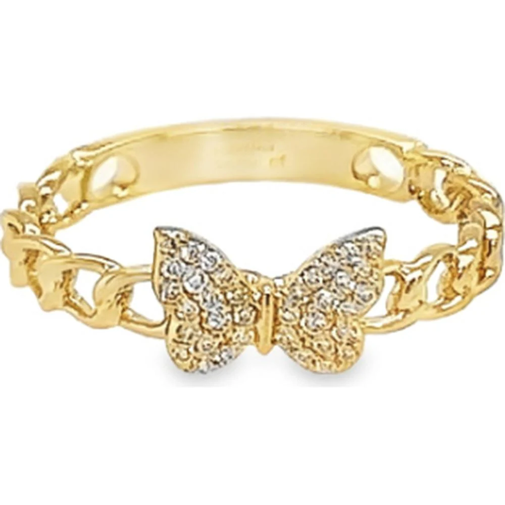 18K Yellow Gold Butterfly Ring with Diamond Accents by Afarin