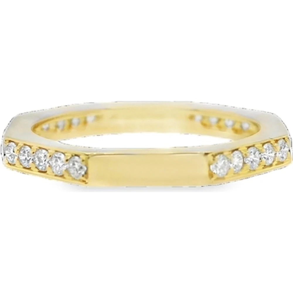18K Yellow Gold Contemporary Diamond Band Ring with Round Diamonds by Afarin