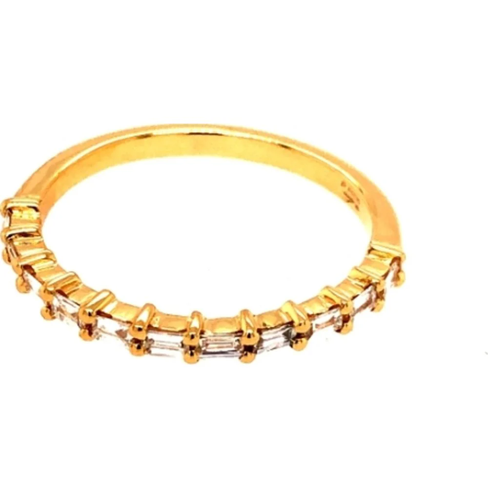 18K Yellow Gold Diamond Band Ring with Prong-Set Baguette-Style Diamonds by Afarin