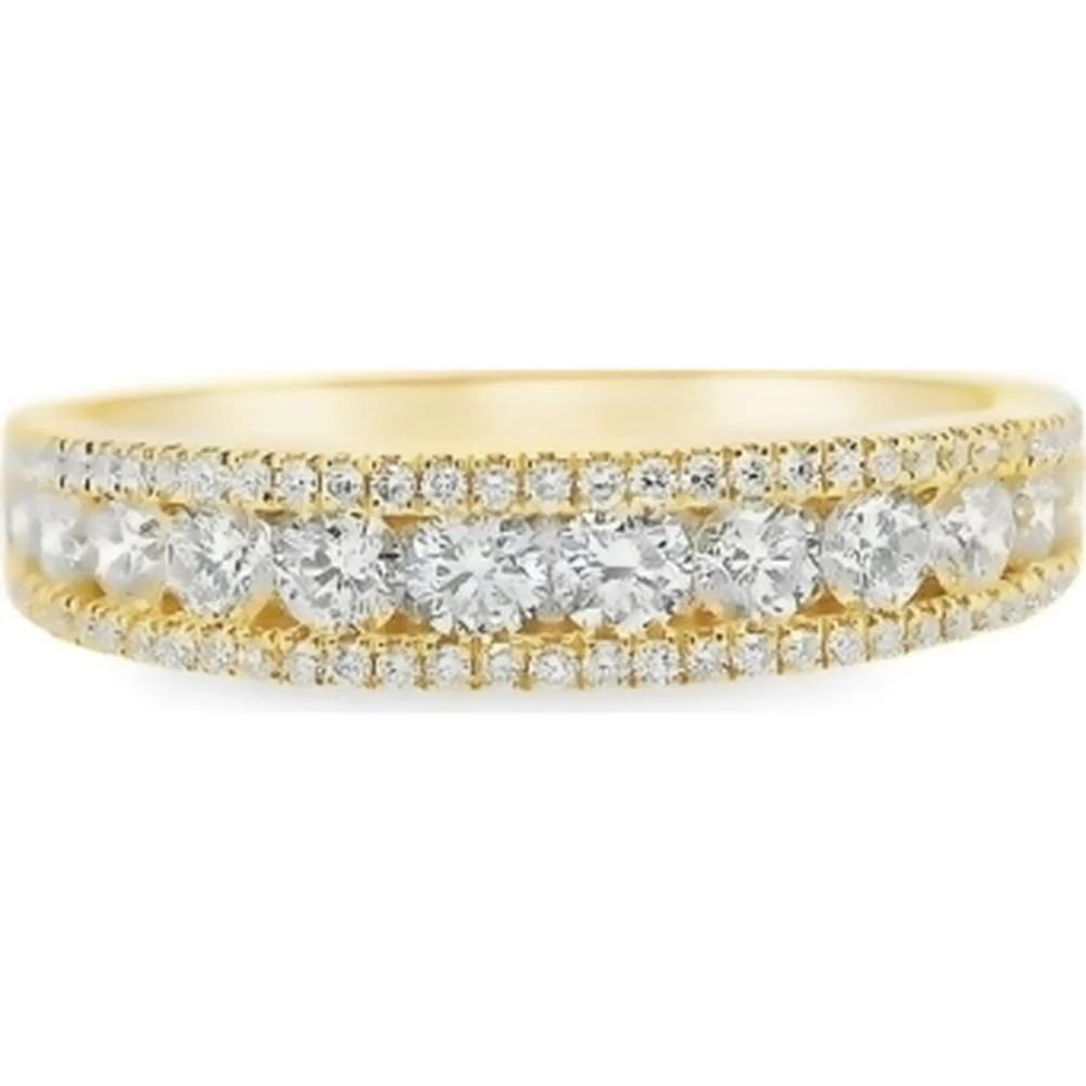 18K Yellow Gold Diamond Band Ring with Round Diamonds by Afarin