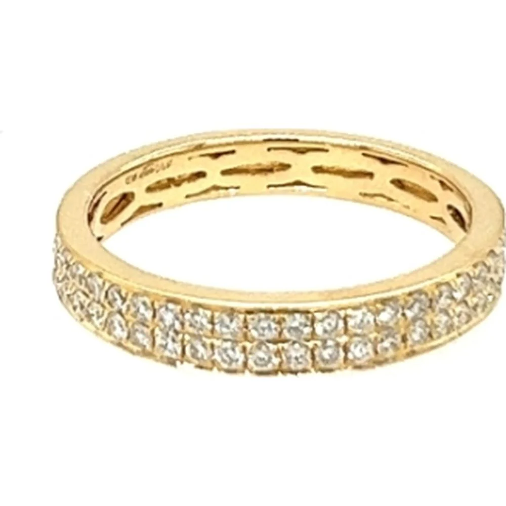 18K Yellow Gold Diamond Band Ring with Rows of Round Diamonds by Afarin