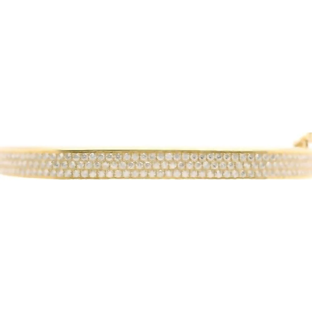 18K Yellow Gold Diamond Bangle Bracelet with Pavé-Style Round Diamonds by Afarin