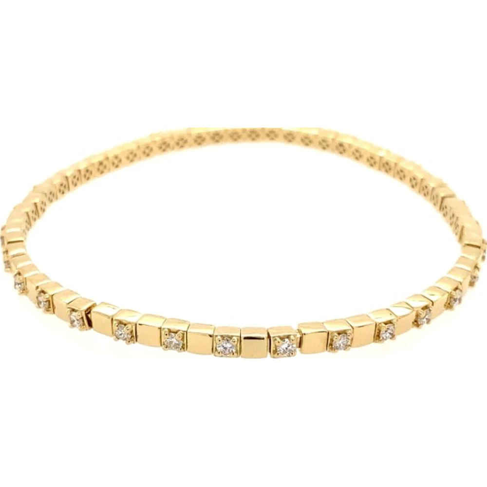 18K Yellow Gold Diamond Bangle Bracelet with Round Diamond Accents by Afarin
