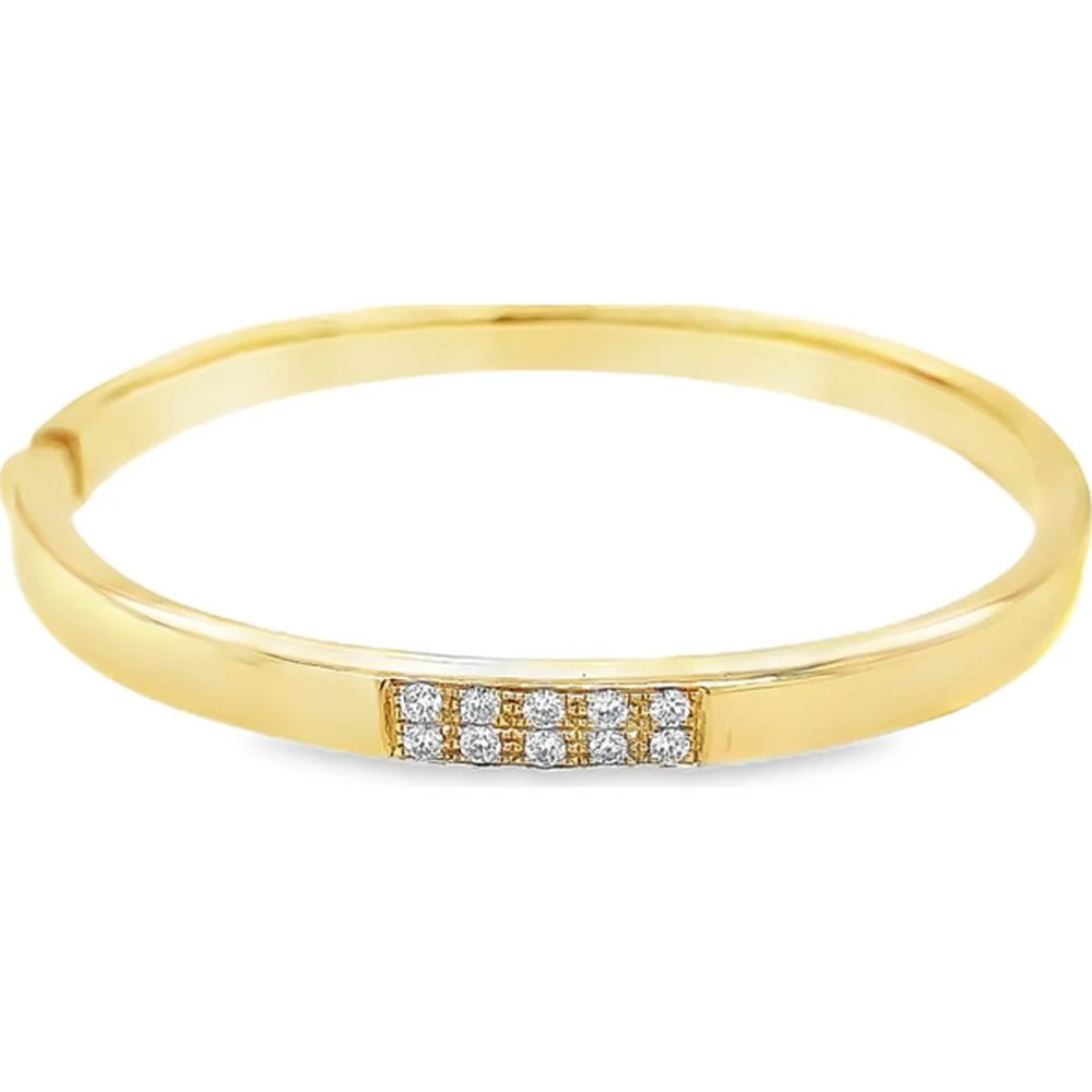 18K Yellow Gold Diamond Bangle Bracelet with Round Diamonds by Afarin