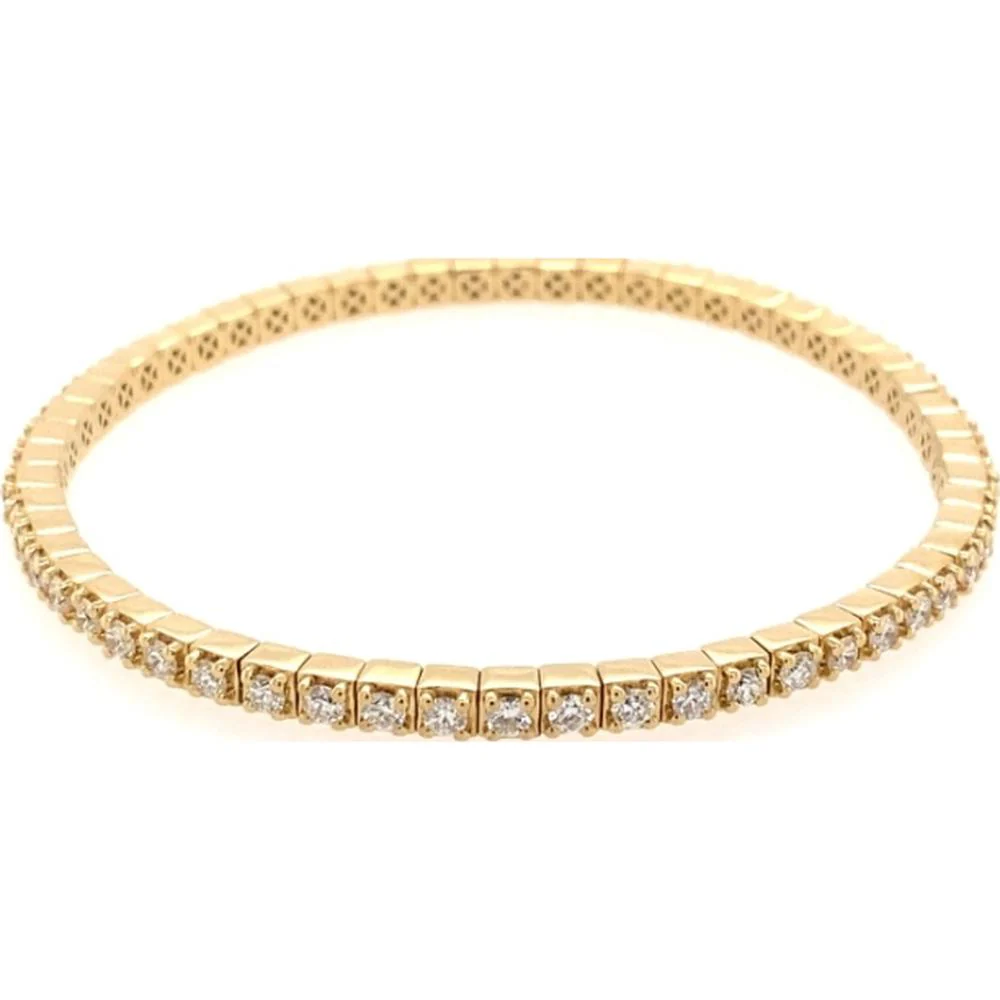 18K Yellow Gold Diamond Bangle Bracelet with Round Diamonds by Afarin