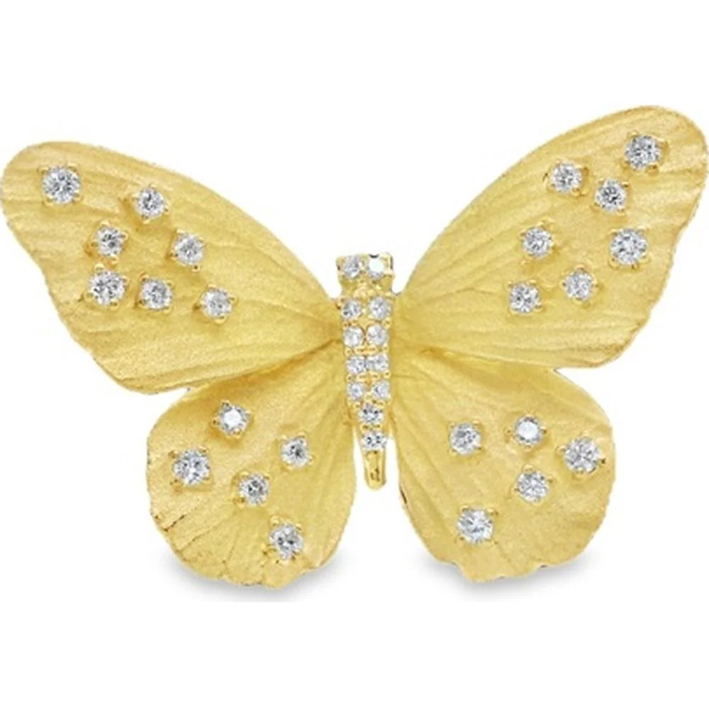 18K Yellow Gold Diamond Butterfly Motif Necklace by Afarin