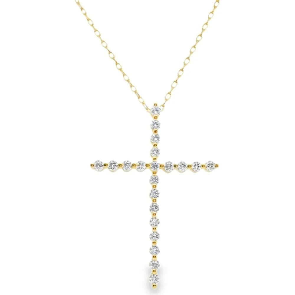 18K Yellow Gold Diamond Cross Pendant Necklace by Afarin