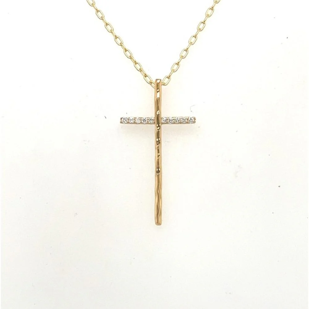 18K Yellow Gold Diamond Cross Pendant Necklace by Afarin
