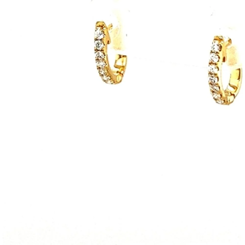 18K Yellow Gold Diamond Huggie Earrings by Afarin