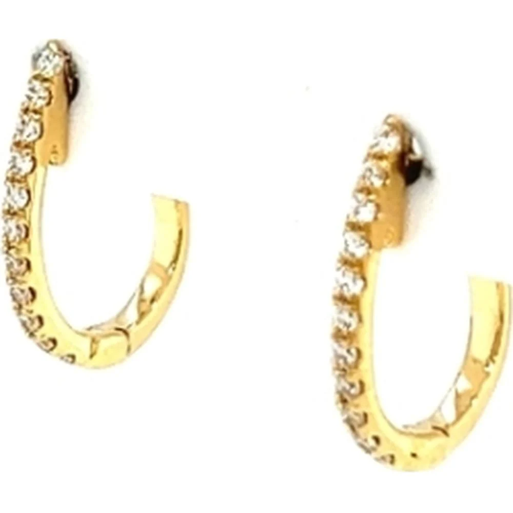 18K Yellow Gold Diamond Huggie Hoop Earrings by Afarin
