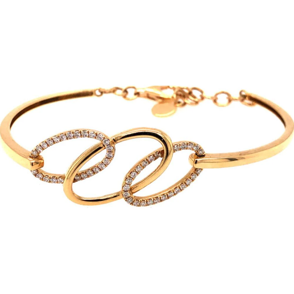 18K Yellow Gold Diamond Interlocking Oval Bangle Bracelet by Afarin