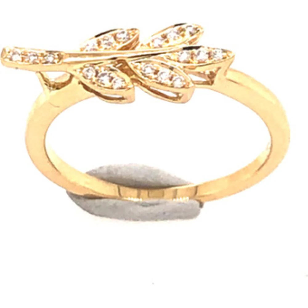 18K Yellow Gold Diamond Leaf Motif Ring by Afarin