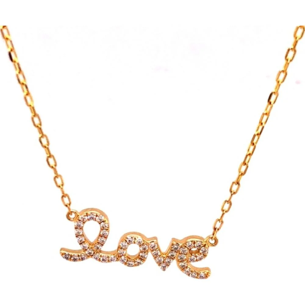 18K Yellow Gold Diamond Love Motif Necklace by Afarin