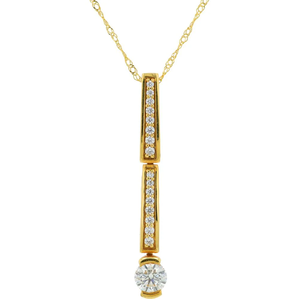 18K Yellow Gold Diamond Pendant with 0.393 Carat Total Weight - Radiant Round Brilliant Diamond