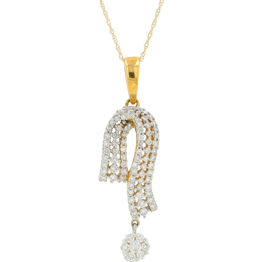 18K Yellow Gold Diamond Pendant with 1.00 Carat Total Weight Diamonds and Round Cluster Accent