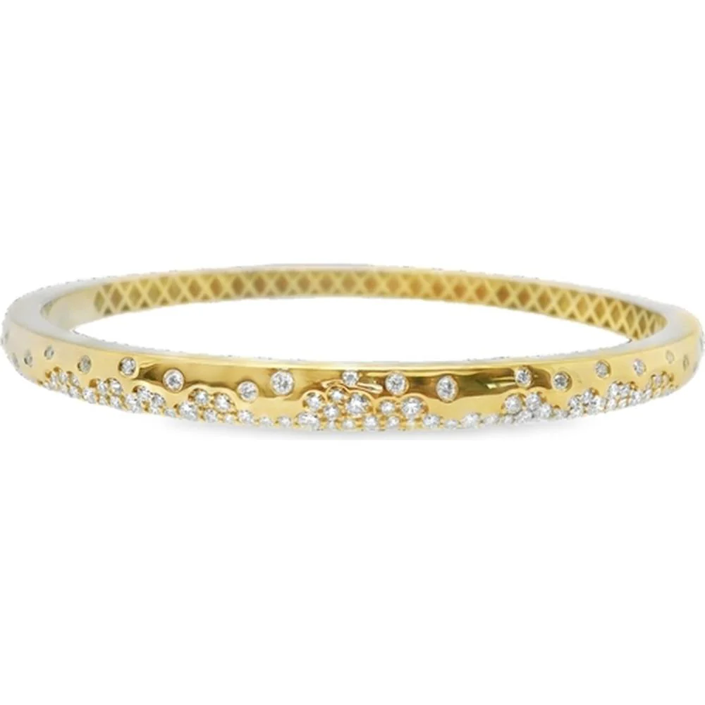 18K Yellow Gold Diamond Scatter Bangle Bracelet with Round Diamonds by Afarin