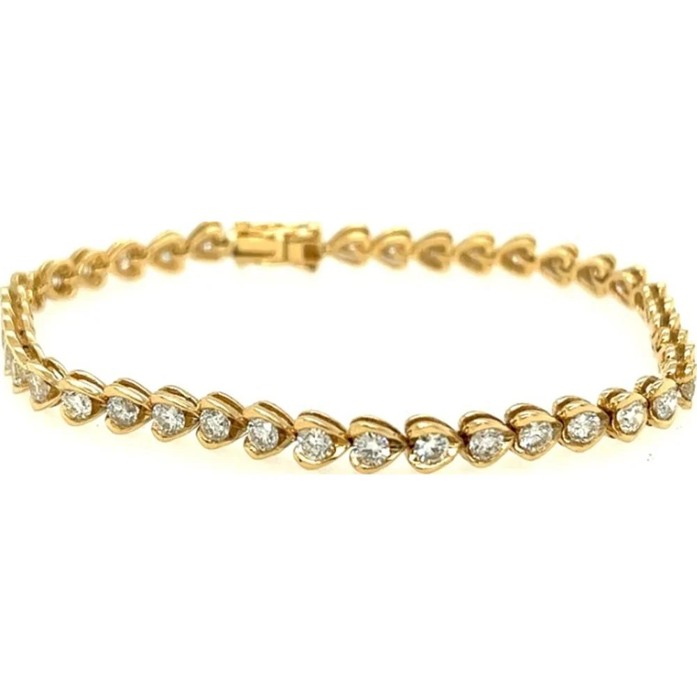 18K Yellow Gold Diamond Tennis Bracelet with Pear-Inspired Links by Afarin