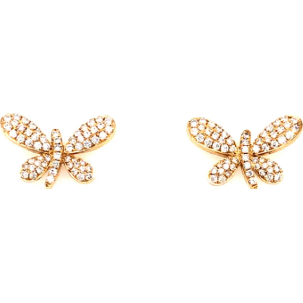 18K Yellow Gold Diamond Wing Motif Stud Earrings by Afarin