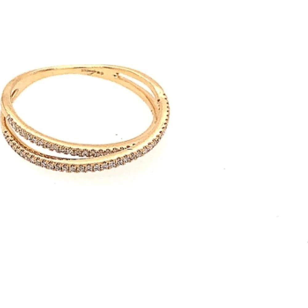 18K Yellow Gold Double Band Diamond Ring by Afarin