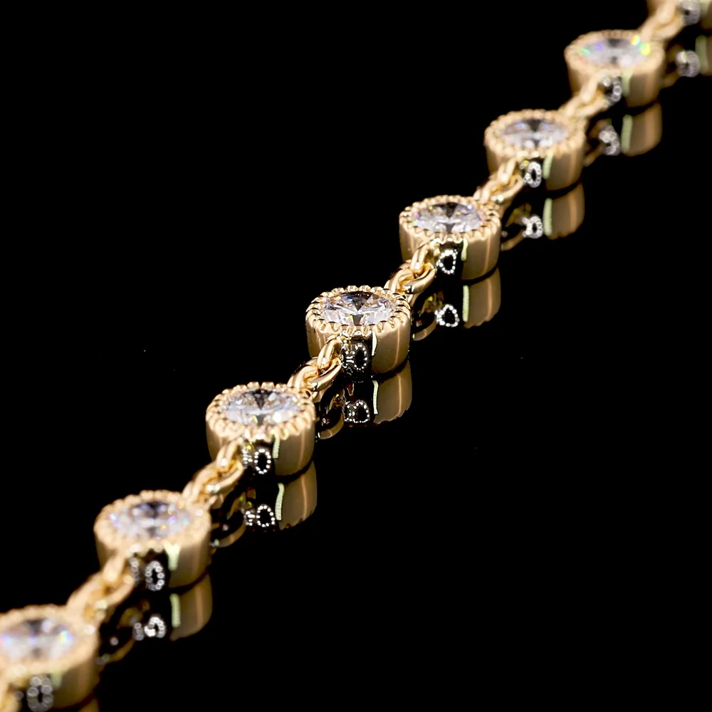 18K Yellow Gold Double Strand Station Necklace with Bezel Set Round Lab Diamonds - 14.06 Carats Total Diamond Weight, E-F Color VS2 Clarity - Covaloro Fine Jewelry - Image 2