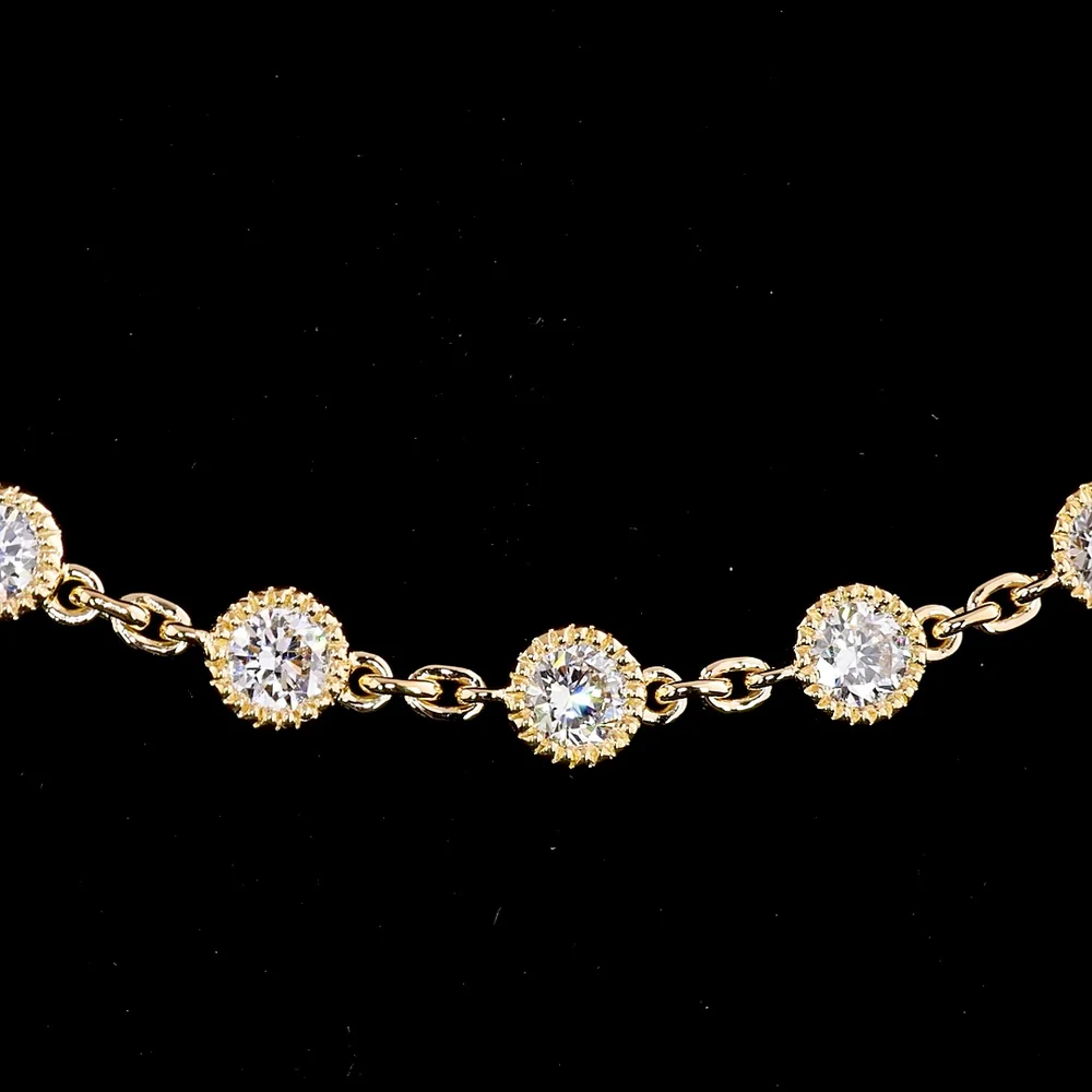 18K Yellow Gold Double Strand Station Necklace with Bezel Set Round Lab Diamonds - 14.06 Carats Total Diamond Weight, E-F Color VS2 Clarity - Covaloro Fine Jewelry - Image 3