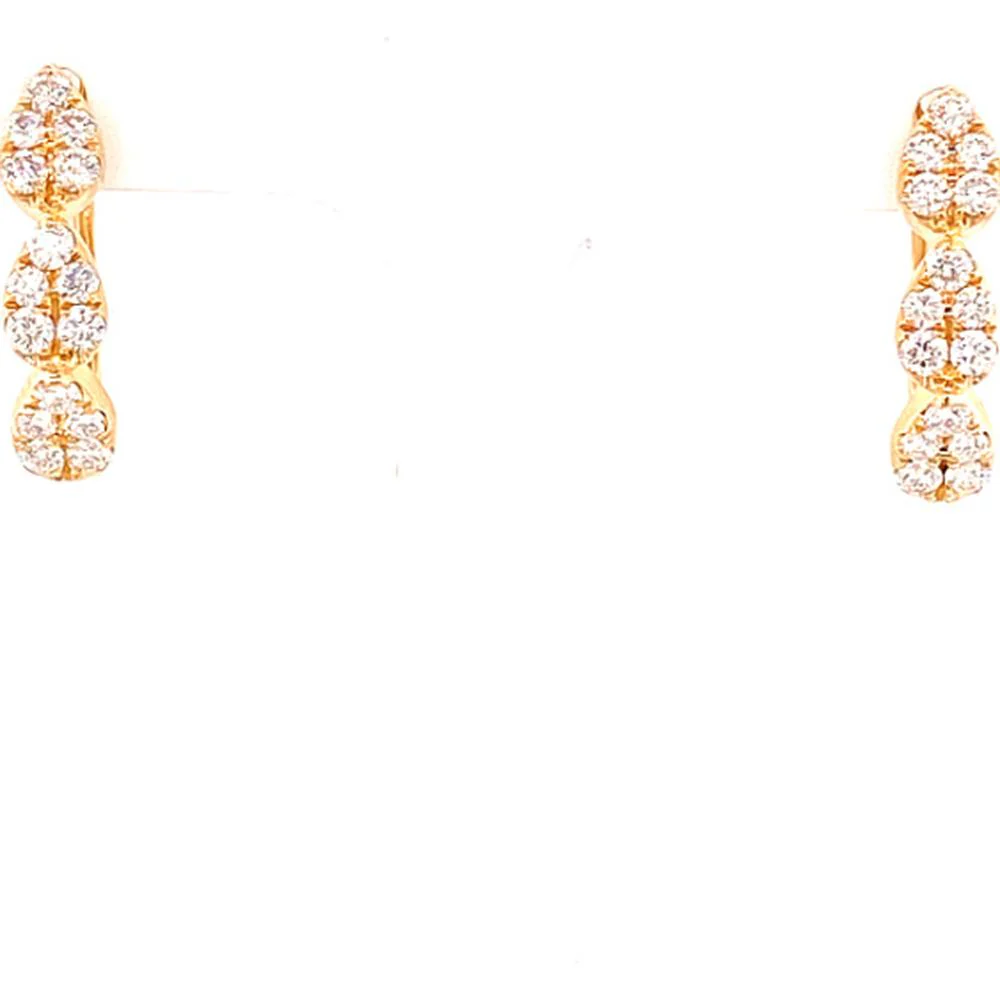 18K Yellow Gold Drop Earrings with Round Diamond Clusters by Afarin