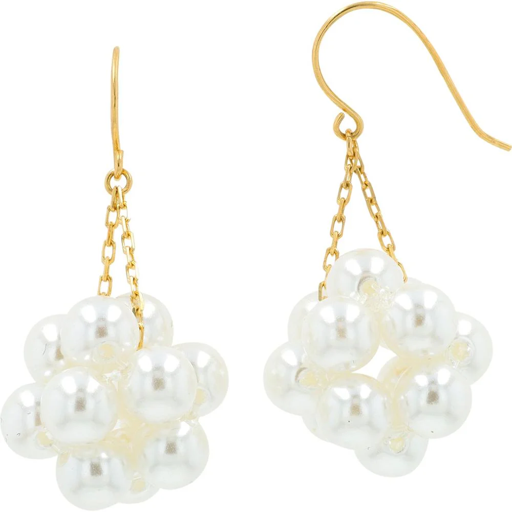 18K Yellow Gold Drop Pearl Cluster Earrings with 4 - 5mm Luminous Pearls - Total Gem Weight 8 - 10mm - Image 2