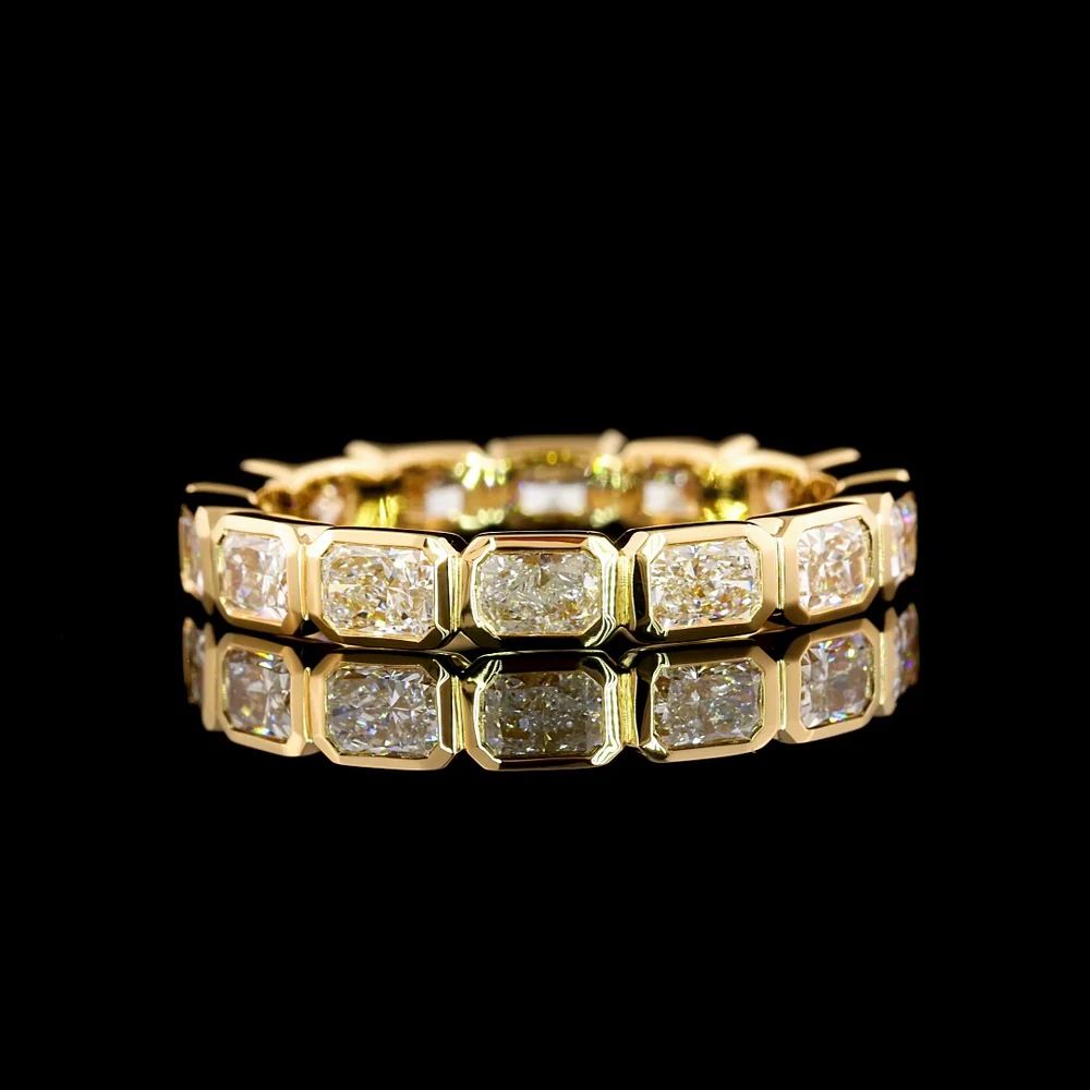 18K Yellow Gold East-West Bezel Set Radiant Cut Lab Diamond Eternity Band - 1.98 Carats Total Diamond Weight - Covaloro Fine Jewelry
