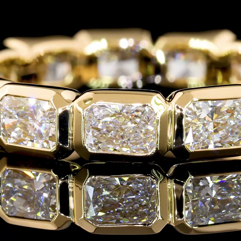 18K Yellow Gold East-West Bezel Set Radiant Cut Lab Diamond Eternity Band - 1.98 Carats Total Diamond Weight - Covaloro Fine Jewelry - Image 3