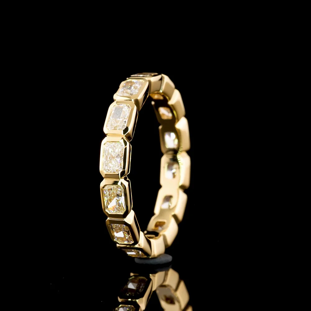 18K Yellow Gold East-West Bezel Set Radiant Cut Lab Diamond Eternity Band - 1.98 Carats Total Diamond Weight - Covaloro Fine Jewelry - Image 4