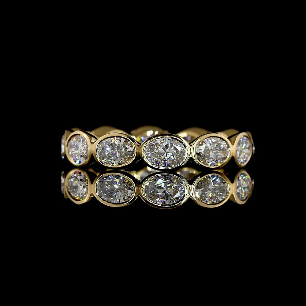 18K Yellow Gold East-West Eternity Band with Bezel Set Oval Cut Lab Grown Diamonds - 1.82 Carat Total Weight - Covaloro Fine Jewelry