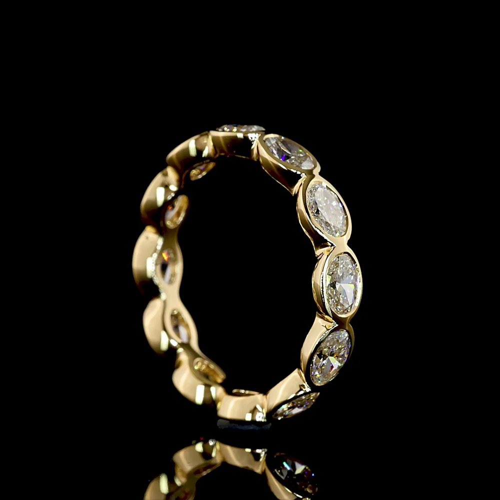 18K Yellow Gold East-West Eternity Band with Bezel Set Oval Cut Lab Grown Diamonds - 1.82 Carat Total Weight - Covaloro Fine Jewelry - Image 3