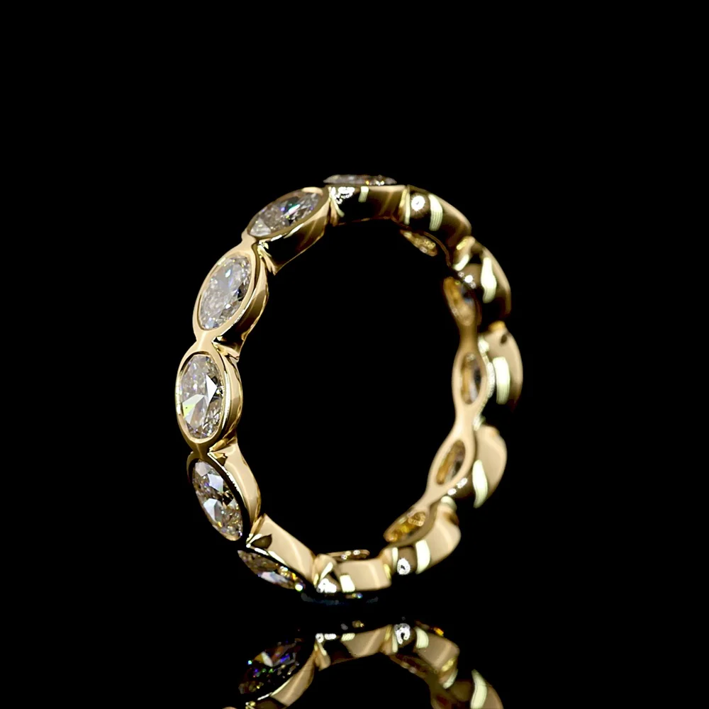 18K Yellow Gold East-West Eternity Band with Bezel Set Oval Cut Lab Grown Diamonds - 1.82 Carat Total Weight - Covaloro Fine Jewelry - Image 4