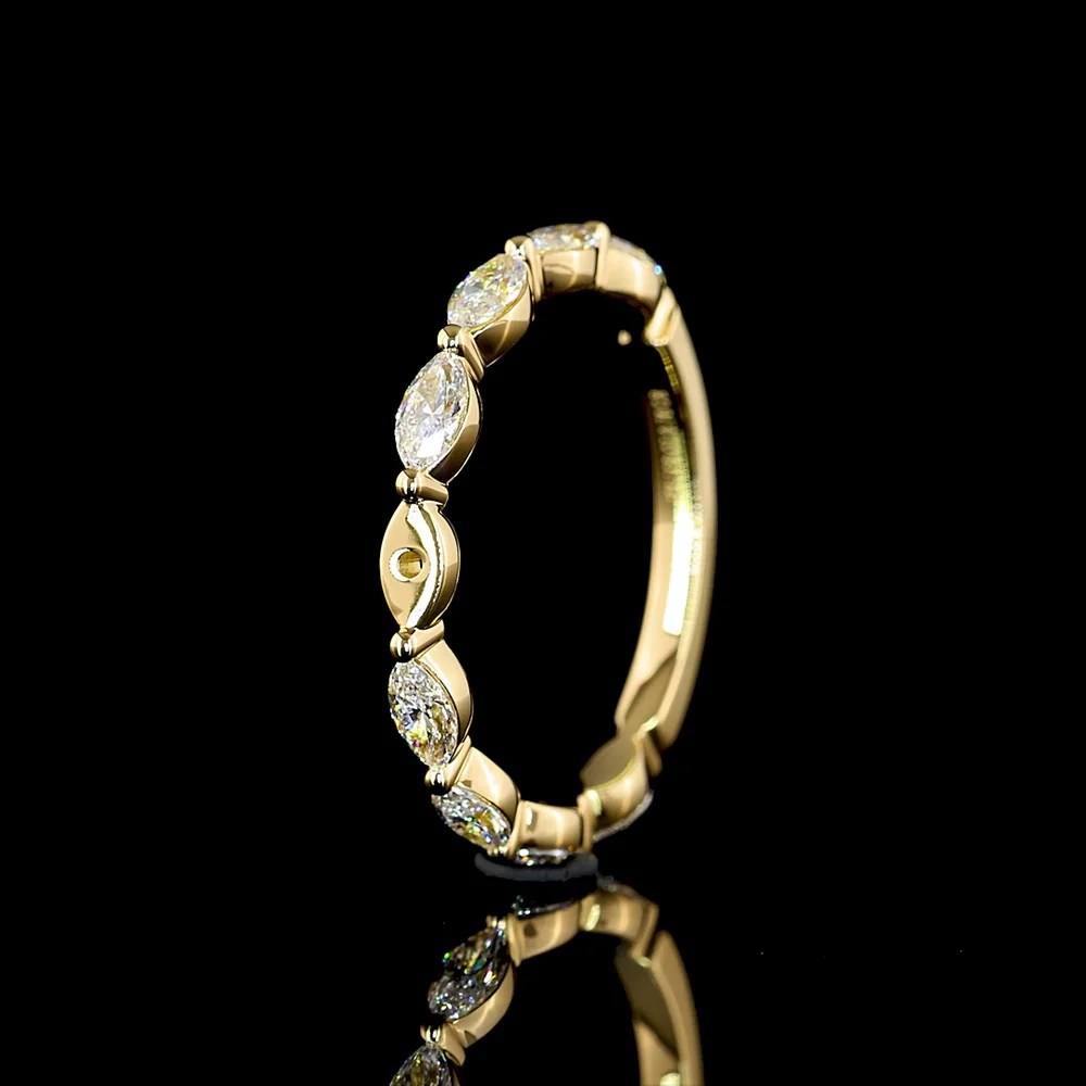 18K Yellow Gold East-West Marquise Cut Lab Diamond 3/4 Eternity Band - 0.70 Carat Total Weight, E-F Color, VS Clarity - Covaloro Fine Jewelry - Image 4