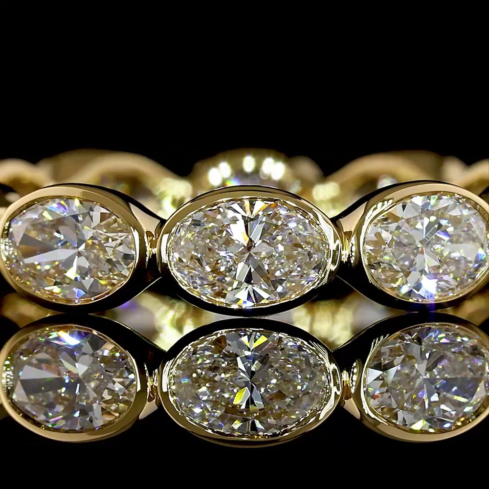 18K Yellow Gold East-West Oval Cut Lab Diamond Eternity Band - 2.00 Carat Total Weight, Bezel Set, 12 Stones E-F VS1 - Covaloro Fine Jewelry - Image 2