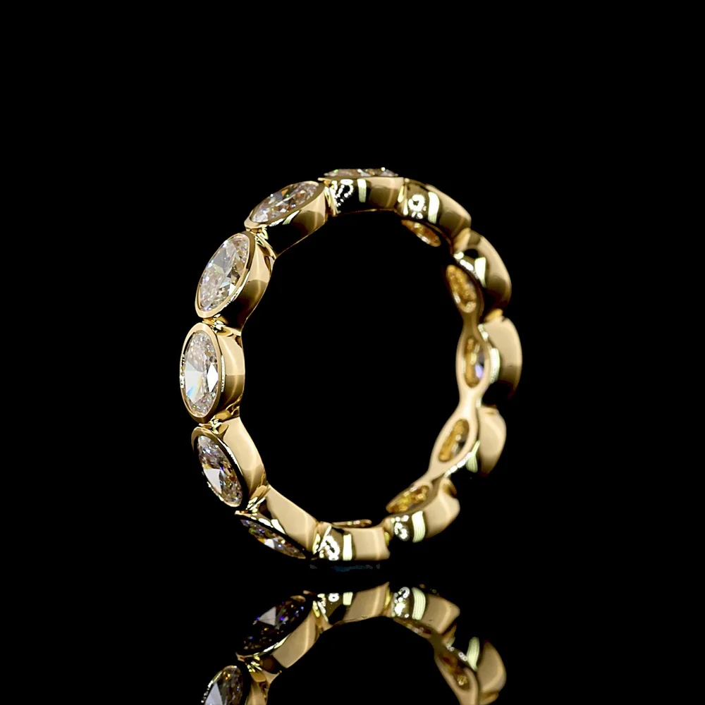 18K Yellow Gold East-West Oval Cut Lab Diamond Eternity Band - 2.00 Carat Total Weight, Bezel Set, 12 Stones E-F VS1 - Covaloro Fine Jewelry - Image 4
