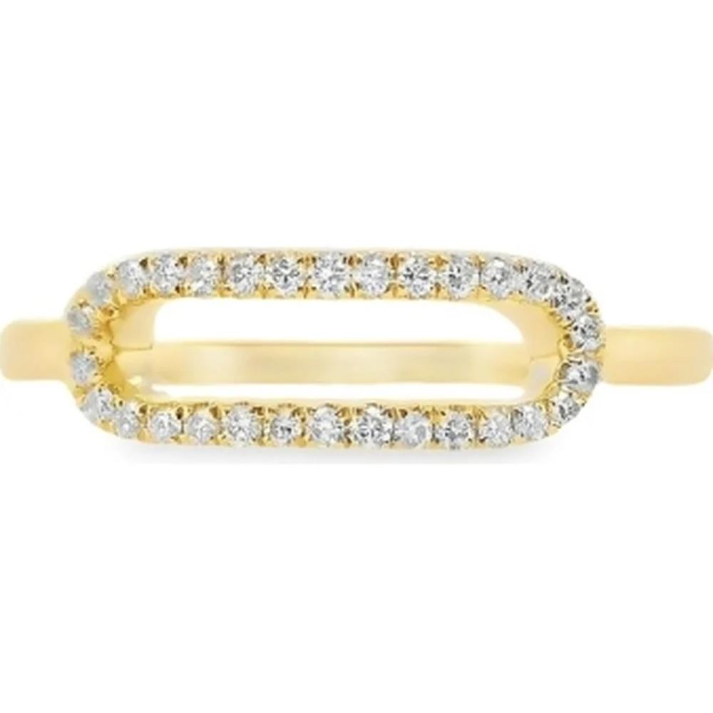 18K Yellow Gold Elongated Oval Diamond Frame Ring by Afarin