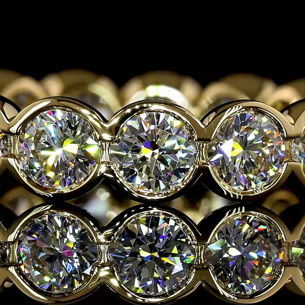 18K Yellow Gold Eternity Band with 17 Round Brilliant Lab Diamonds in Half Bezel Setting - 2.51 Carats Total Weight - Covaloro Fine Jewelry - Image 2