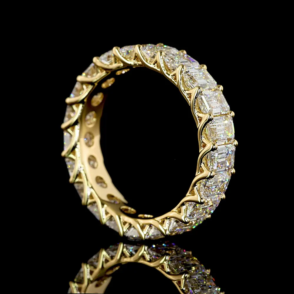 18K Yellow Gold Eternity Band with 21 Emerald Cut Lab Diamonds - 5.33 Carats Total Diamond Weight, E-F Color, VS1 Clarity - Covaloro Fine Jewelry - Image 3