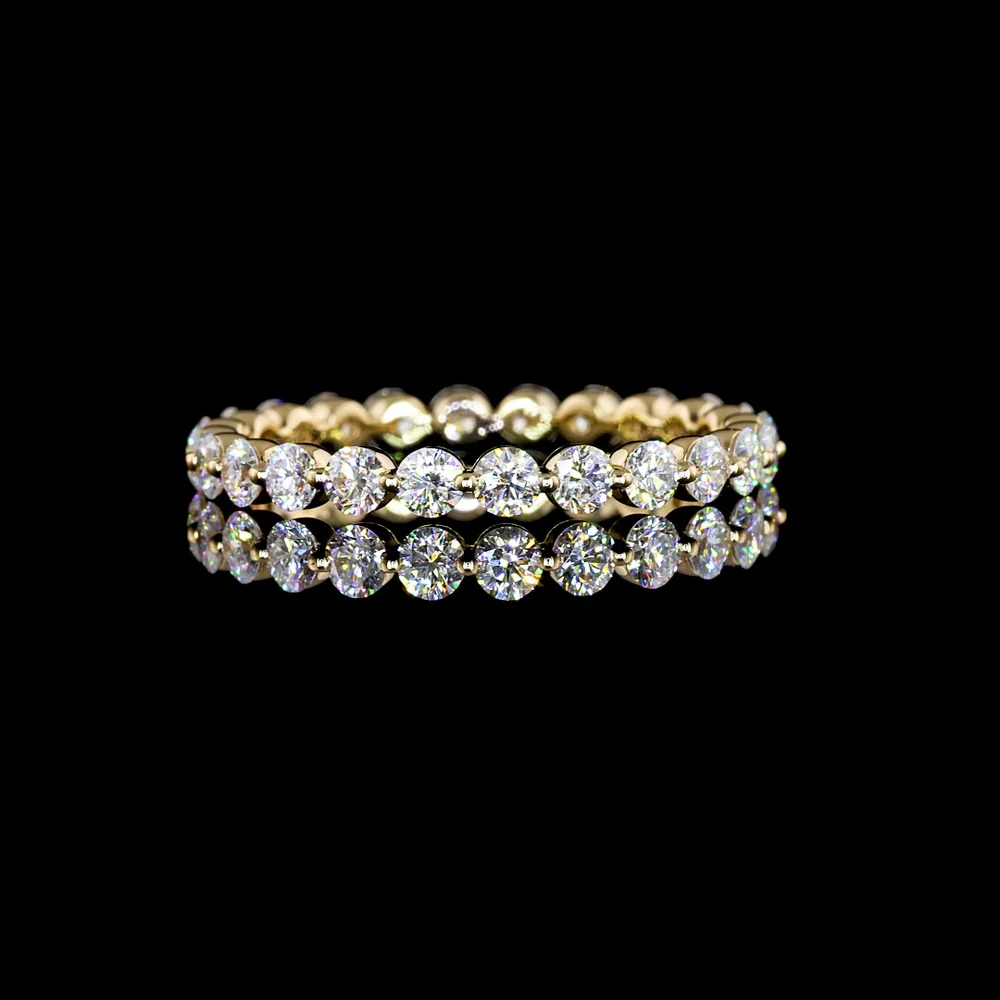 18K Yellow Gold Eternity Band with 24 Prong-Set Round Brilliant Cut Lab Diamonds - 1.09 Carat Total Weight, E-F Color VS1 Clarity - Covaloro Fine Jewelry
