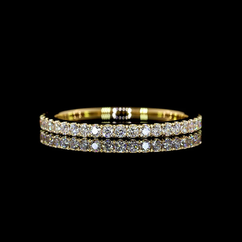 18K Yellow Gold Eternity Band with 42 Prong Set Round Brilliant Cut Lab Diamonds - 0.51 Carat Total Weight - Covaloro Fine Jewelry