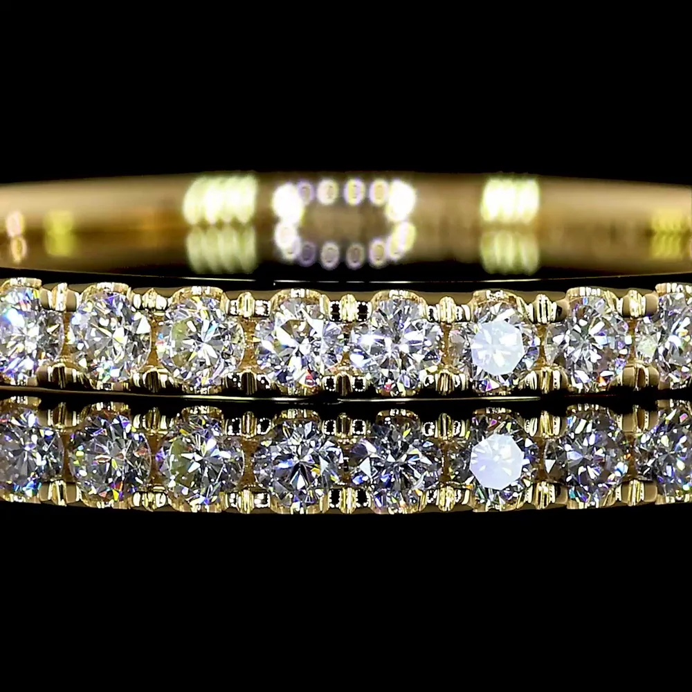 18K Yellow Gold Eternity Band with 42 Prong Set Round Brilliant Cut Lab Diamonds - 0.51 Carat Total Weight - Covaloro Fine Jewelry - Image 2