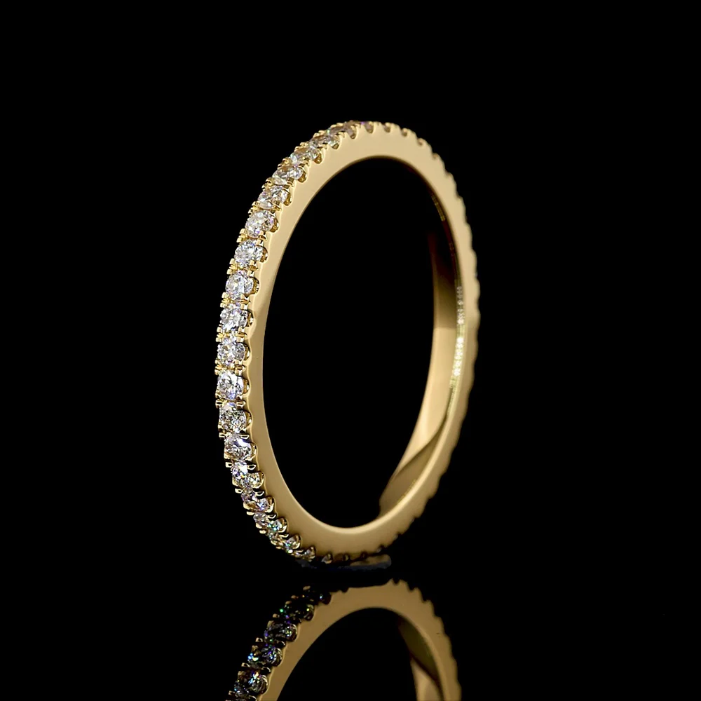18K Yellow Gold Eternity Band with 42 Prong Set Round Brilliant Cut Lab Diamonds - 0.51 Carat Total Weight - Covaloro Fine Jewelry - Image 4
