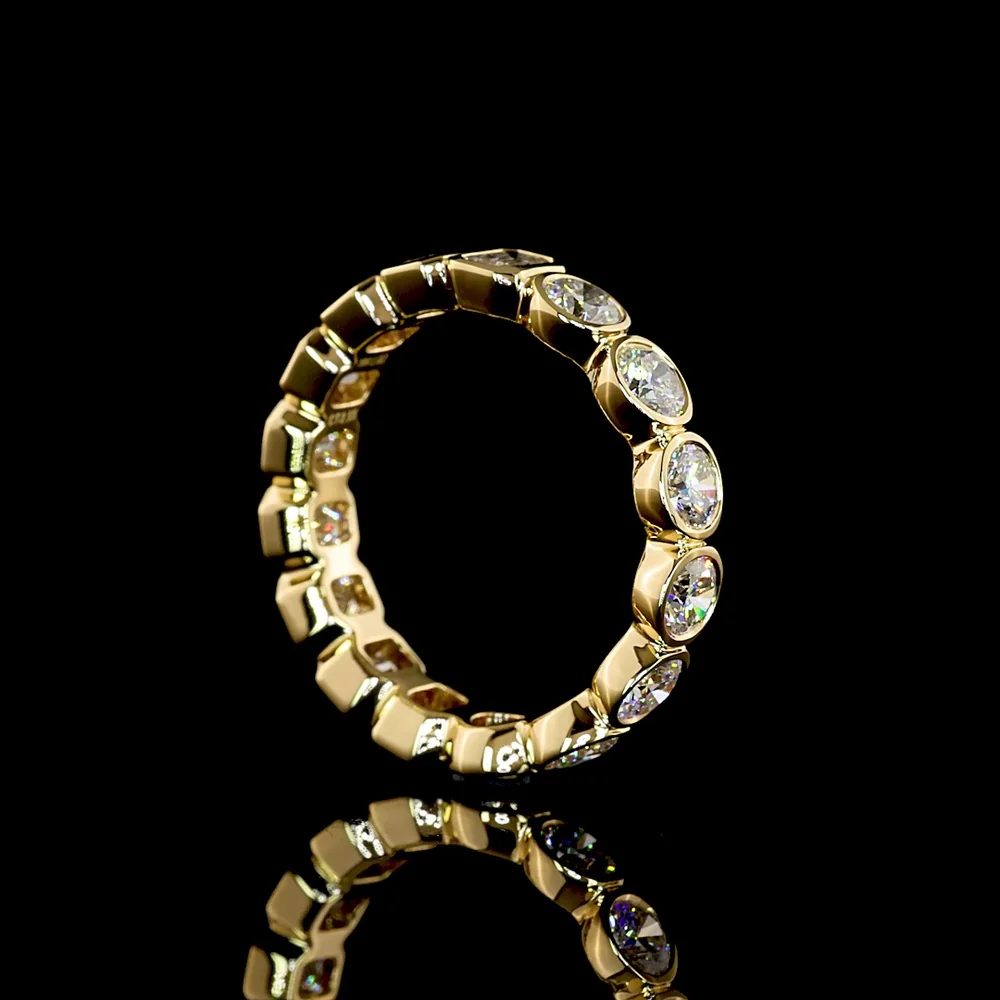 18K Yellow Gold Eternity Band with Bezel Set Brilliant and Emerald Cut Lab Diamonds - 2.55 Carats Total Diamond Weight - Covaloro Fine Jewelry - Image 3